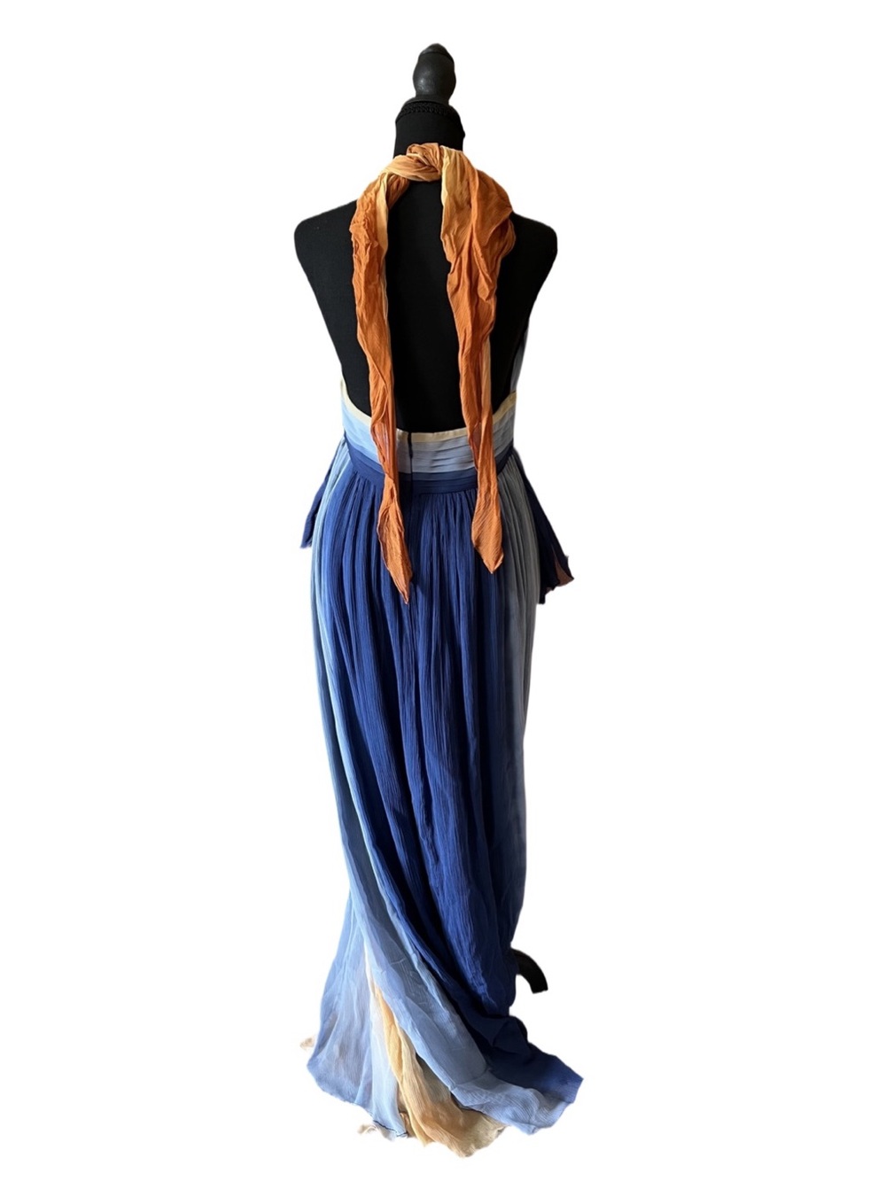 Calypso St. Barth Halter Ombre Maxi Dress in Blue, Gold & Cream - Picture 2 of 6
